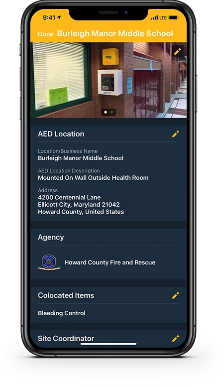Edit the complete AED record using a mobile device – no desktop needed.